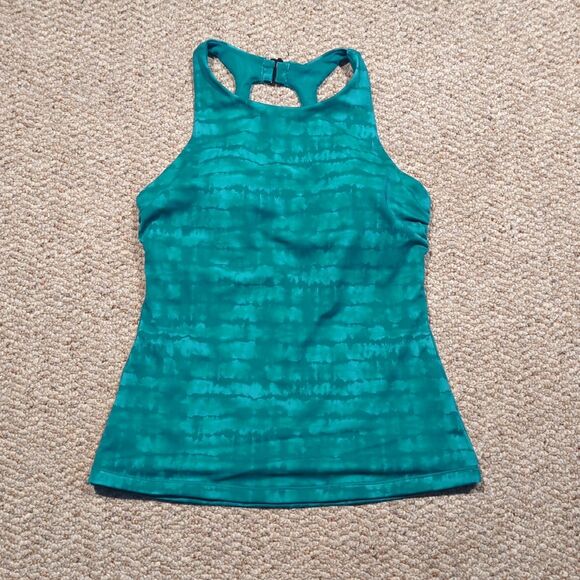 Athleta Maldives Tankini Top 34B/C Green Tie Dye Underwire High Neck Swimwear - Picture 1 of 7